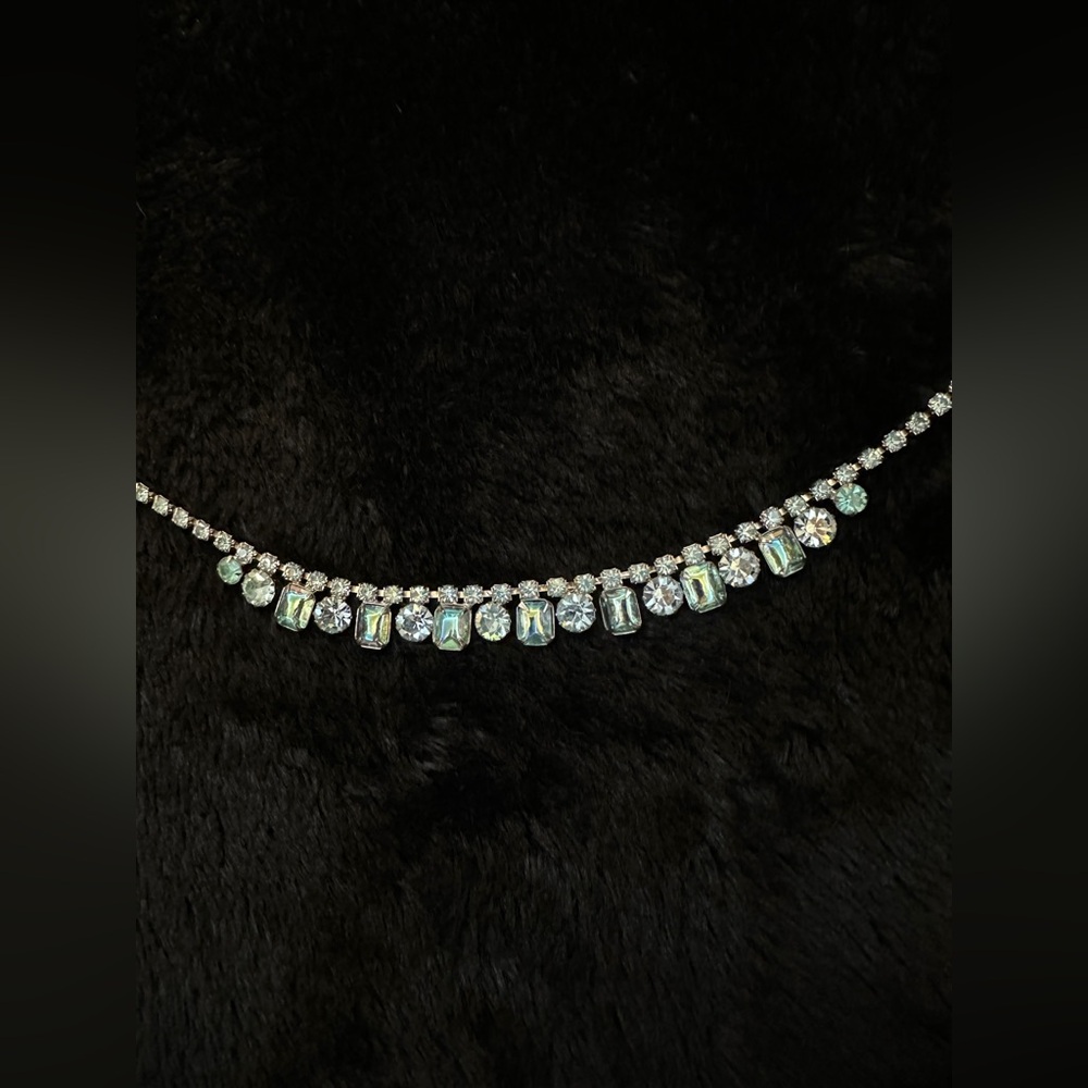 Vintage Blue Rhinestone Necklace